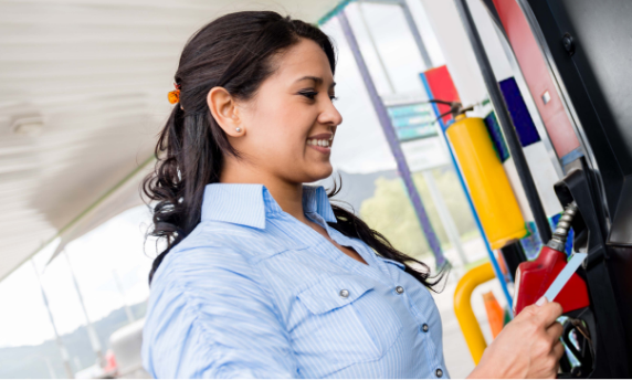 Woman at Walmart fuel station